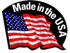 made in the usa graphic with waving American flag