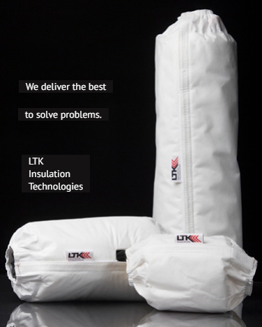photo of the three sizes of LTK Insulation Jacket sleeves with the text 'we deliver the best to solve problems. LTK Insulation Technologies'